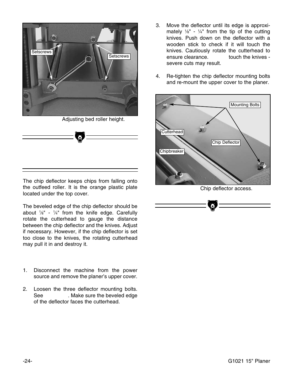 Chip deflector | Grizzly G1021 User Manual | Page 24 / 45