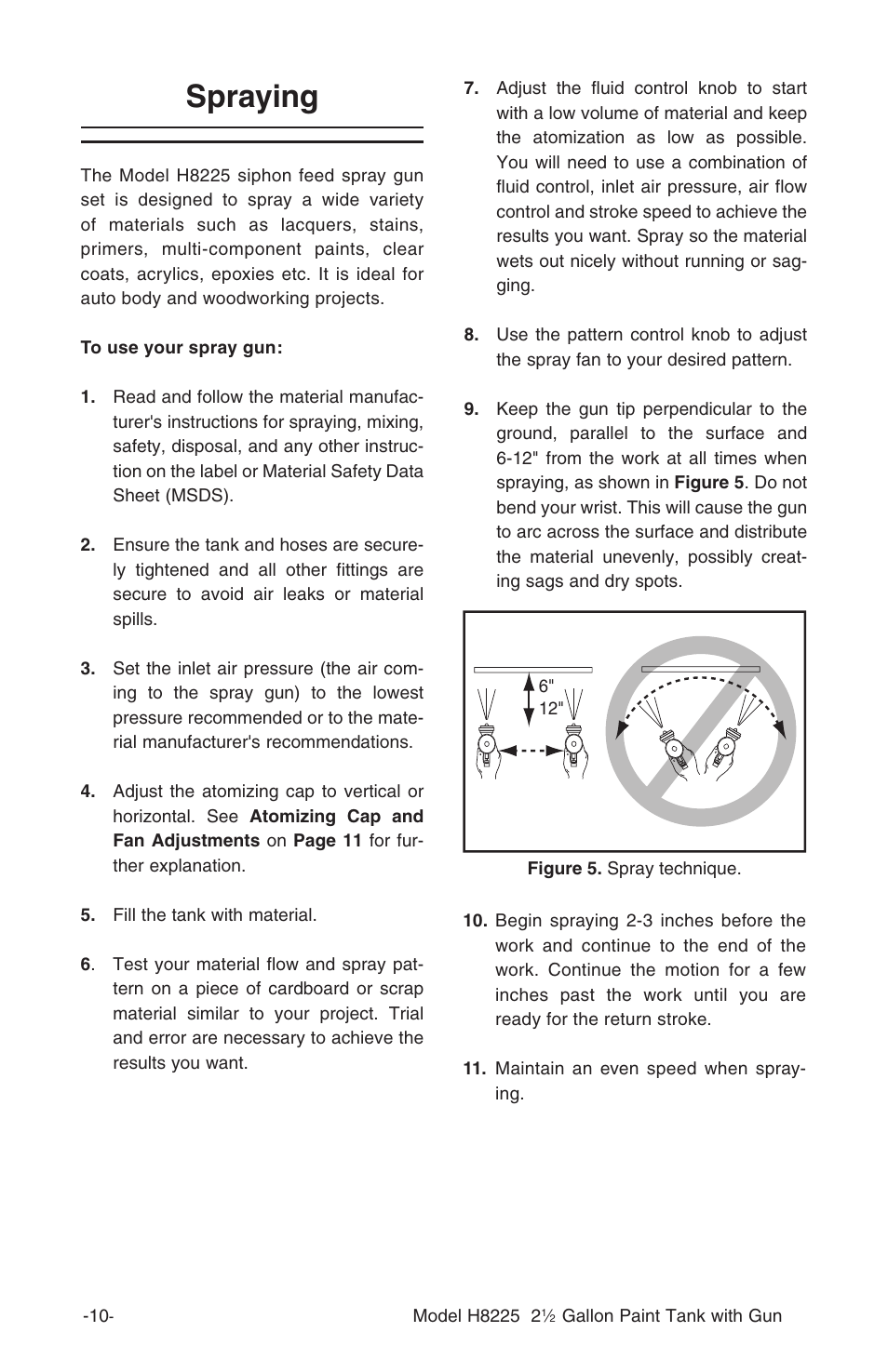Spraying | Grizzly H8225 User Manual | Page 12 / 22