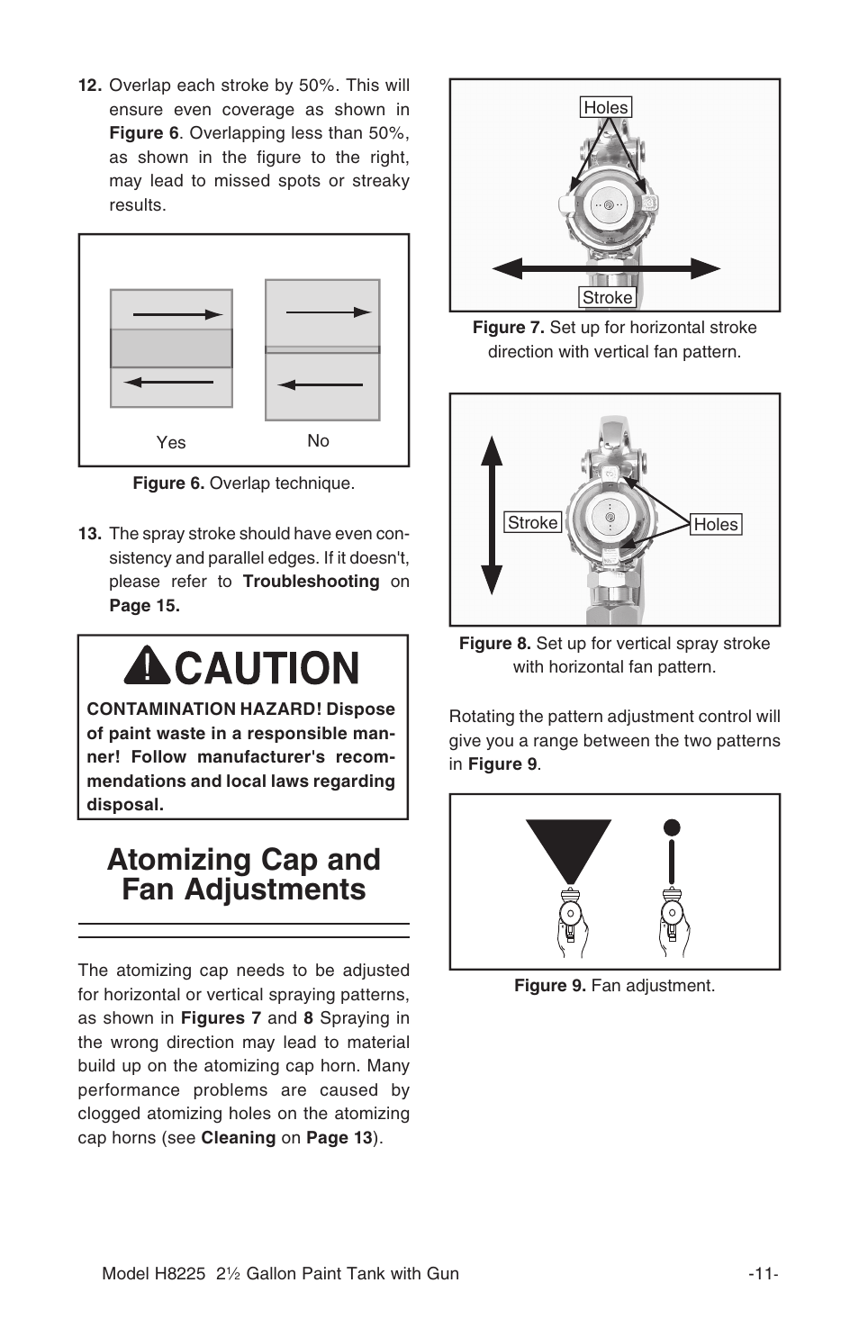 Atomizing cap and fan adjustments | Grizzly H8225 User Manual | Page 13 / 22