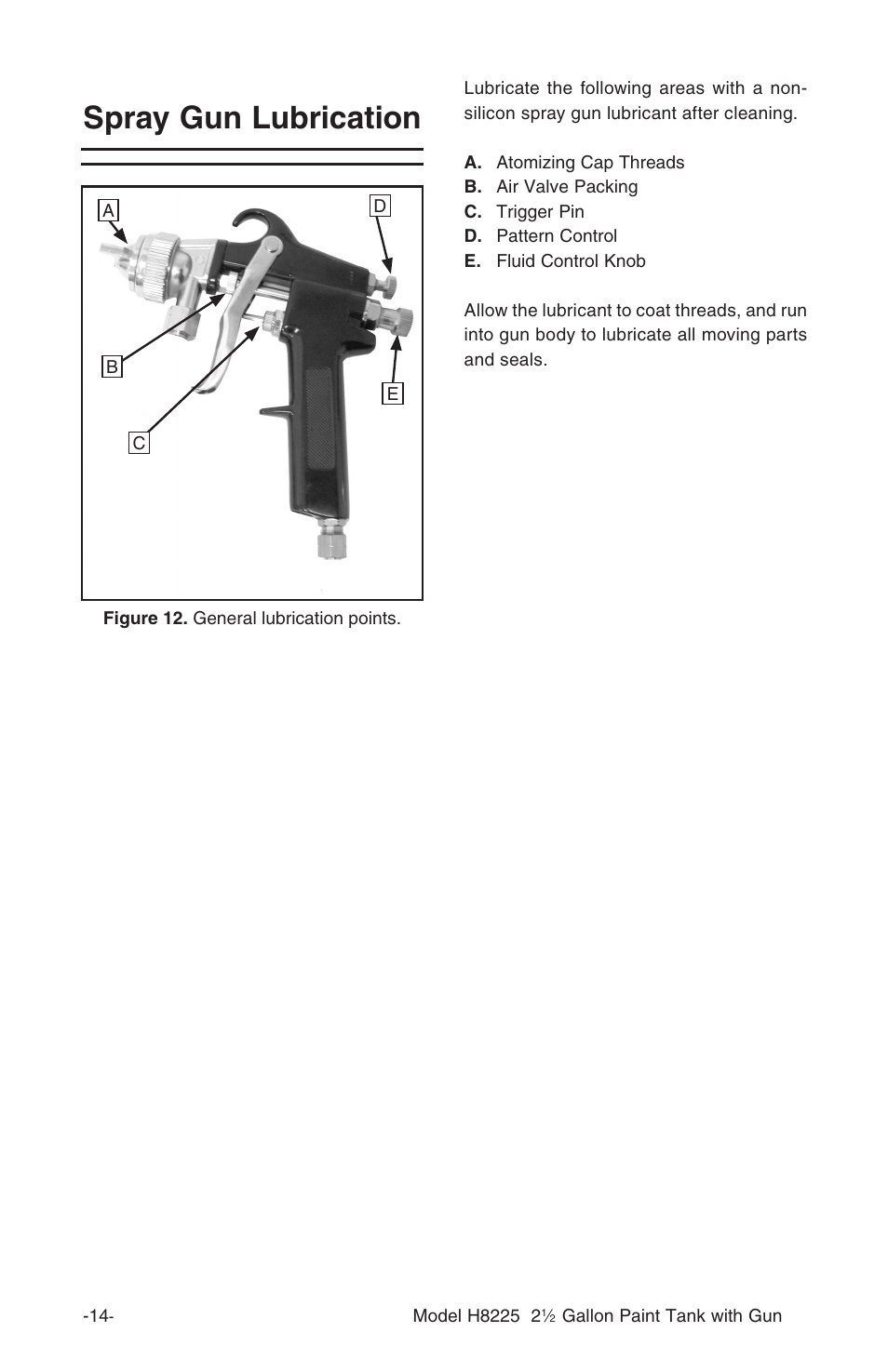 Spray gun lubrication | Grizzly H8225 User Manual | Page 16 / 22