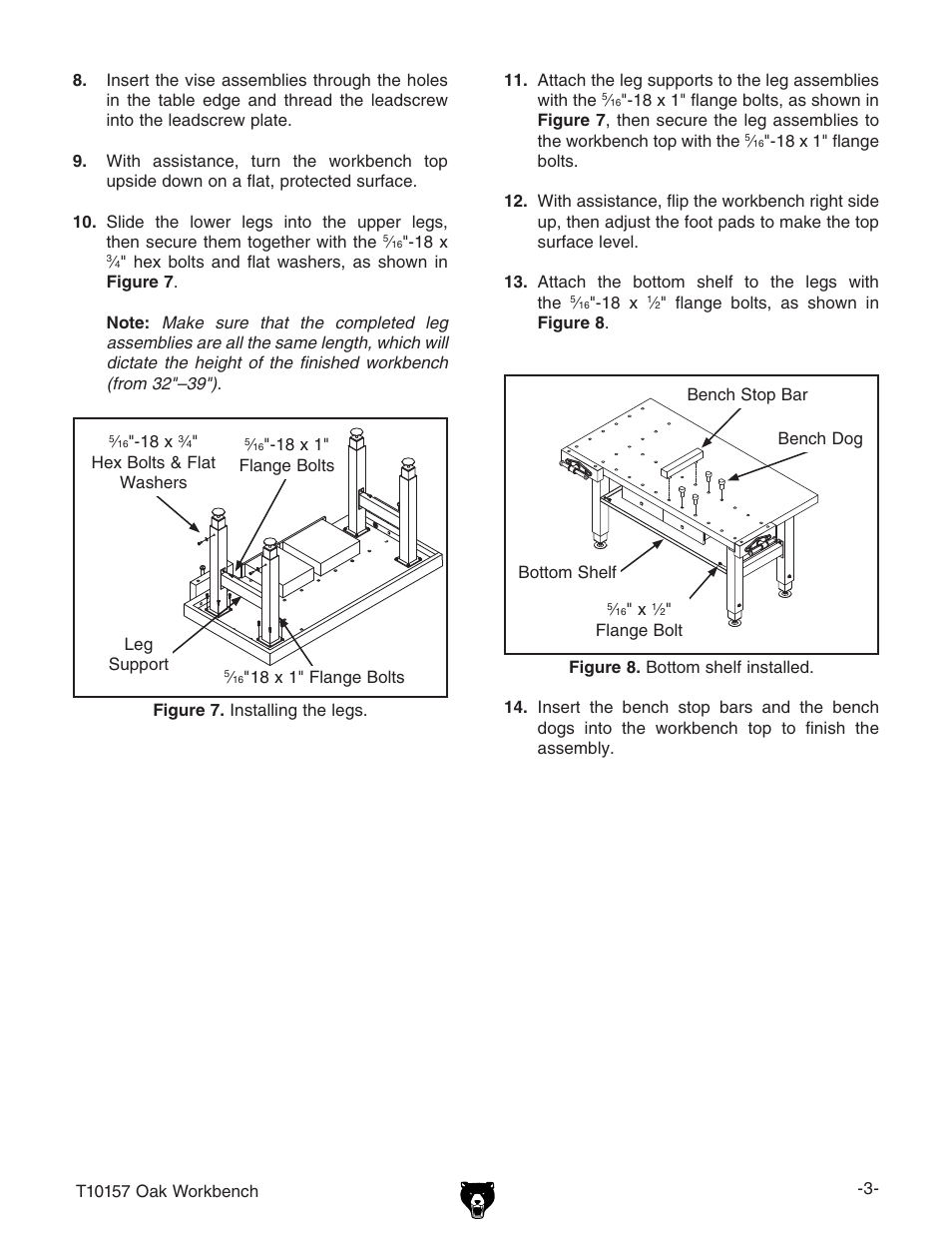 Grizzly Oak Workbench T10157 User Manual | Page 3 / 4