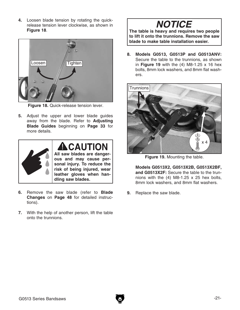 Grizzly G0513X2B User Manual | Page 23 / 108