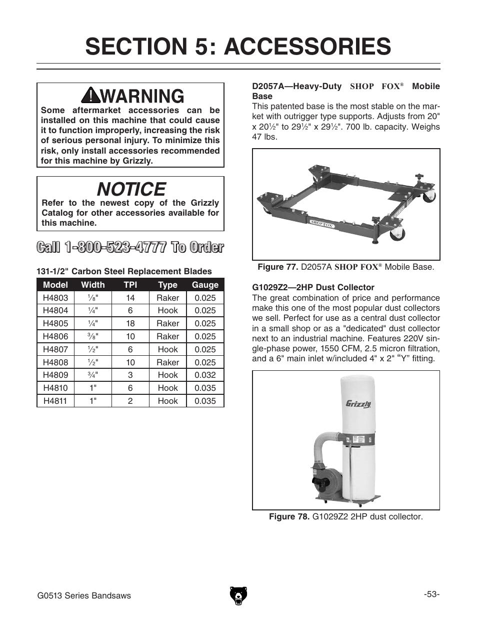 Notice | Grizzly G0513X2B User Manual | Page 55 / 108
