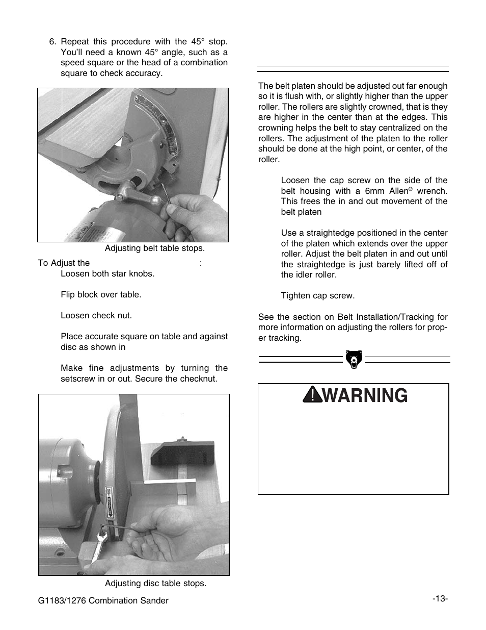 Belt platen | Grizzly G1183 User Manual | Page 15 / 34