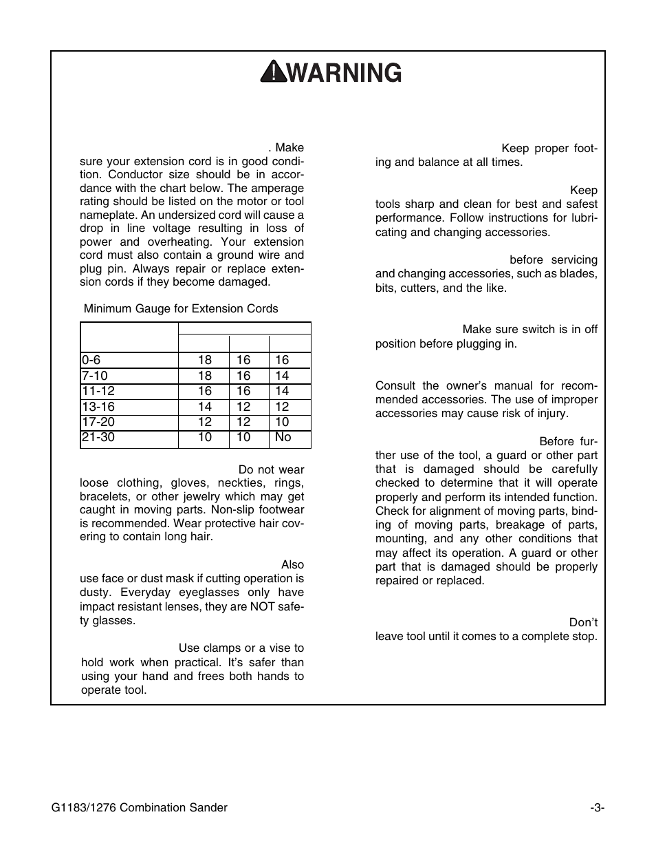 Safety instructions for power tools | Grizzly G1183 User Manual | Page 5 / 34