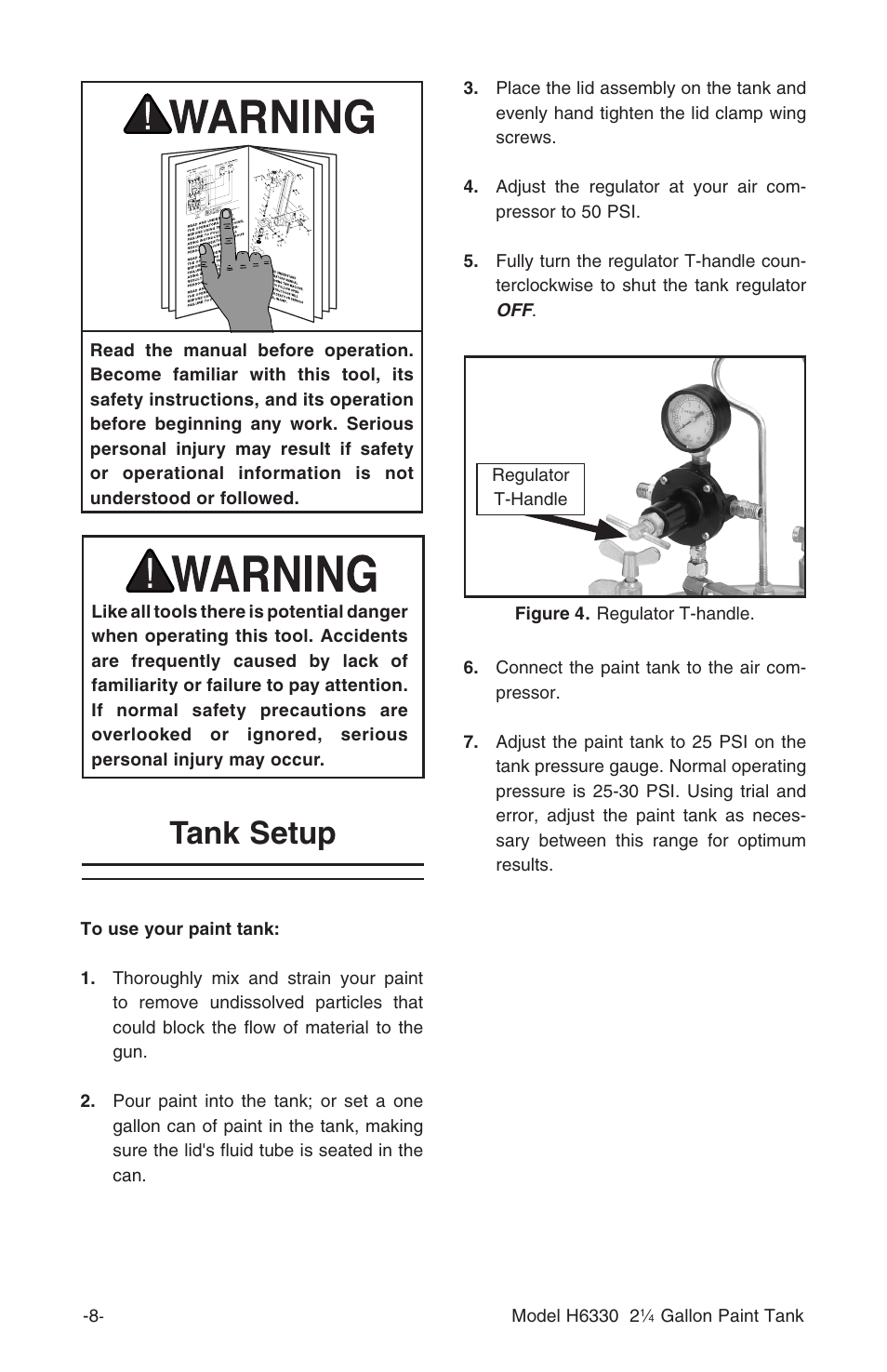 Tank setup | Grizzly 2 1/4 Gallon Paint Tank H6330 User Manual | Page 10 / 16