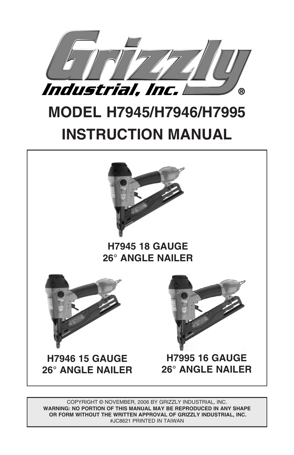 Grizzly H7945 User Manual | 28 pages