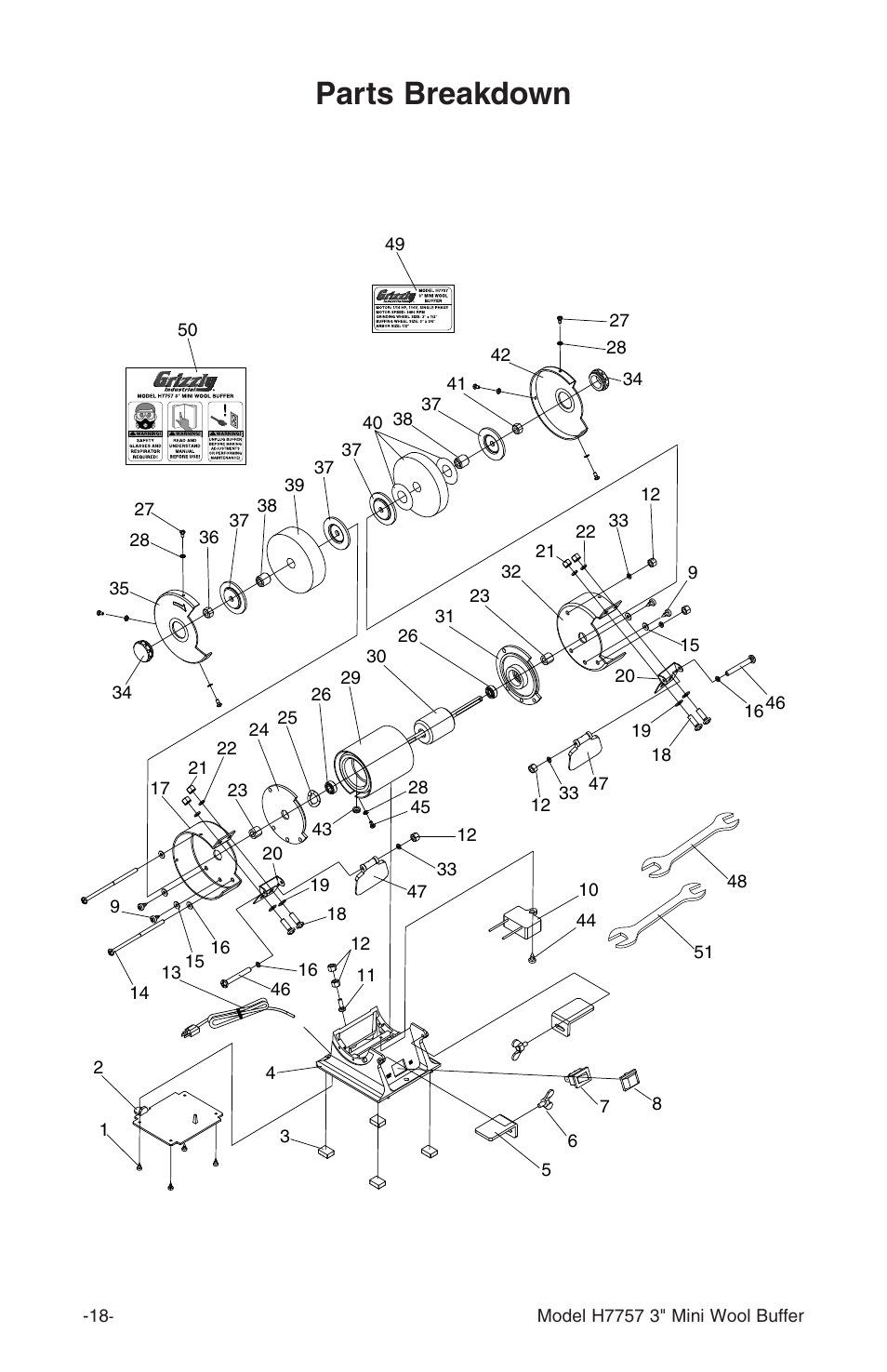 Parts breakdown | Grizzly H7757 User Manual | Page 20 / 24