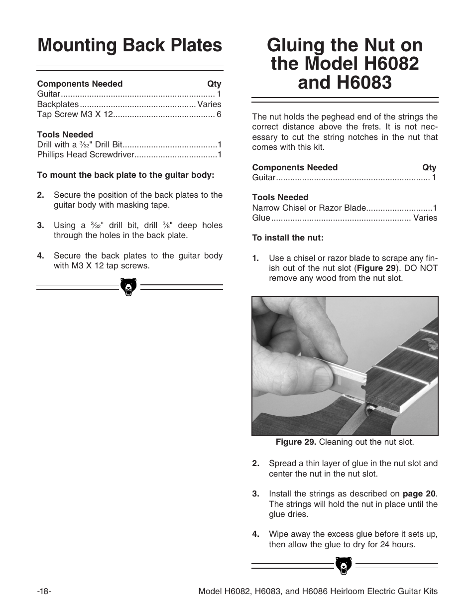 Mounting back plates | Grizzly H6086 User Manual | Page 20 / 36