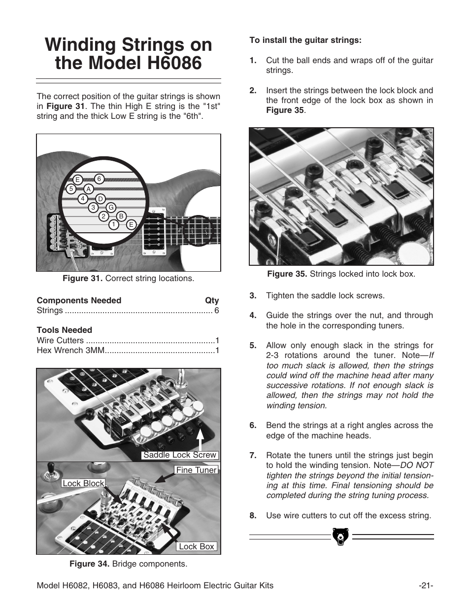 Winding strings on the model h6086 | Grizzly H6086 User Manual | Page 23 / 36