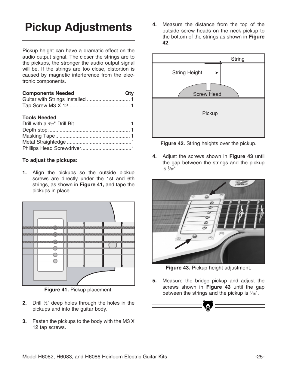 Pickup adjustments | Grizzly H6086 User Manual | Page 27 / 36