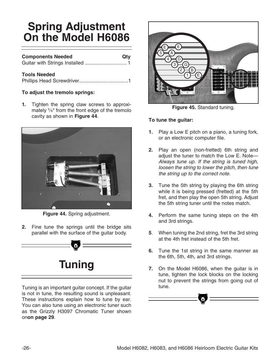 Tuning, Spring adjustment on the model h6086 | Grizzly H6086 User Manual | Page 28 / 36