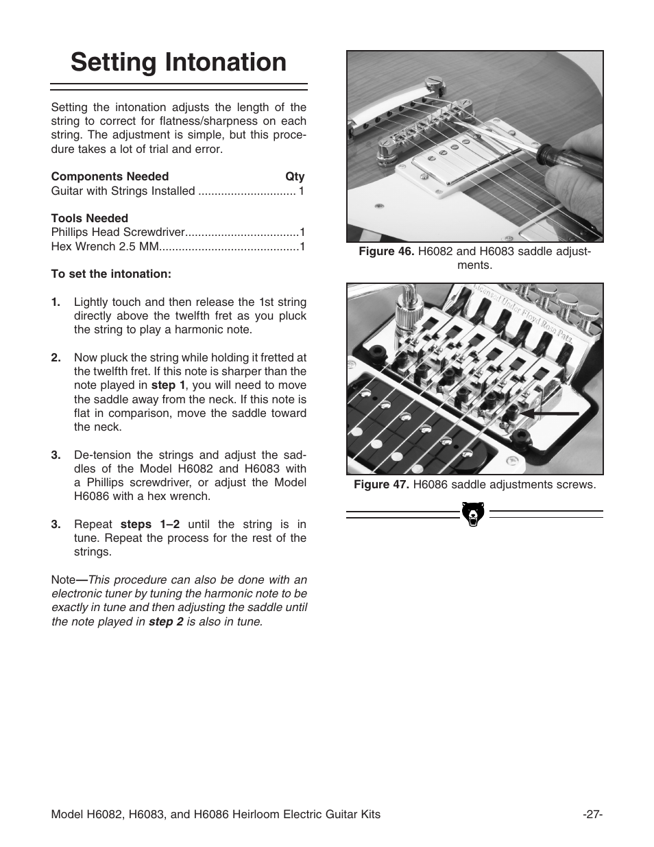 Setting intonation | Grizzly H6086 User Manual | Page 29 / 36