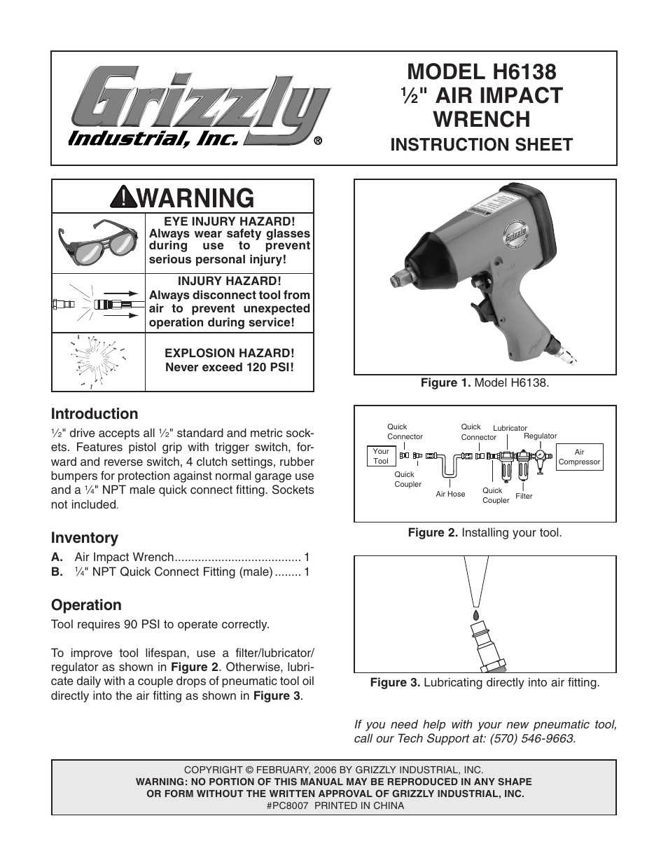 Grizzly H6138 User Manual | 2 pages