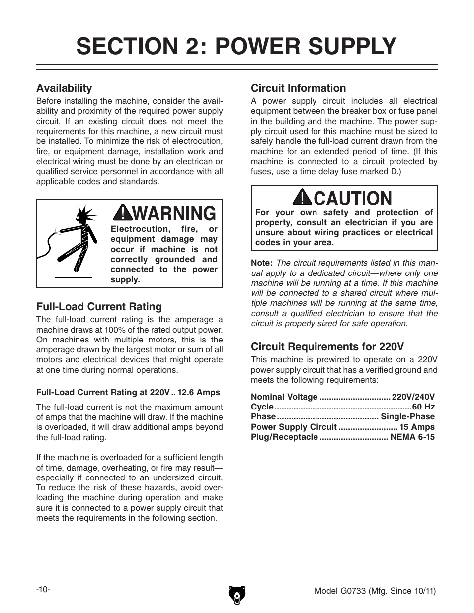 Grizzly 18" x 47" Wood Lathe G0733 User Manual | Page 12 / 52