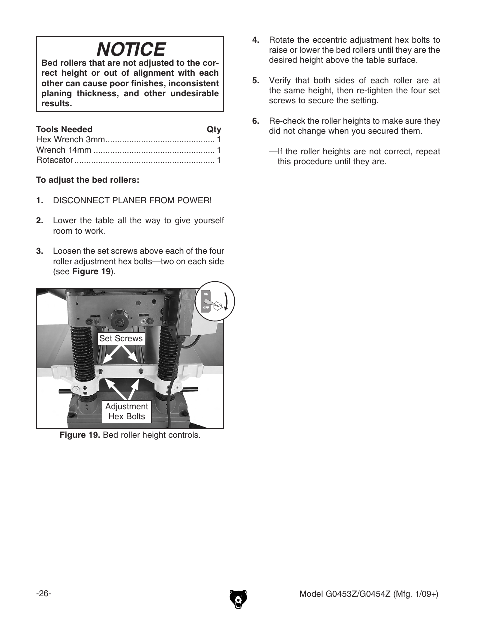 Notice | Grizzly G0453PX User Manual | Page 32 / 72