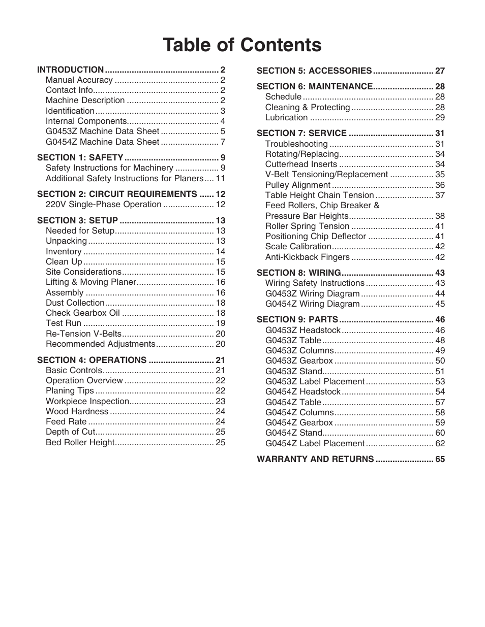 Grizzly G0453PX User Manual | Page 7 / 72