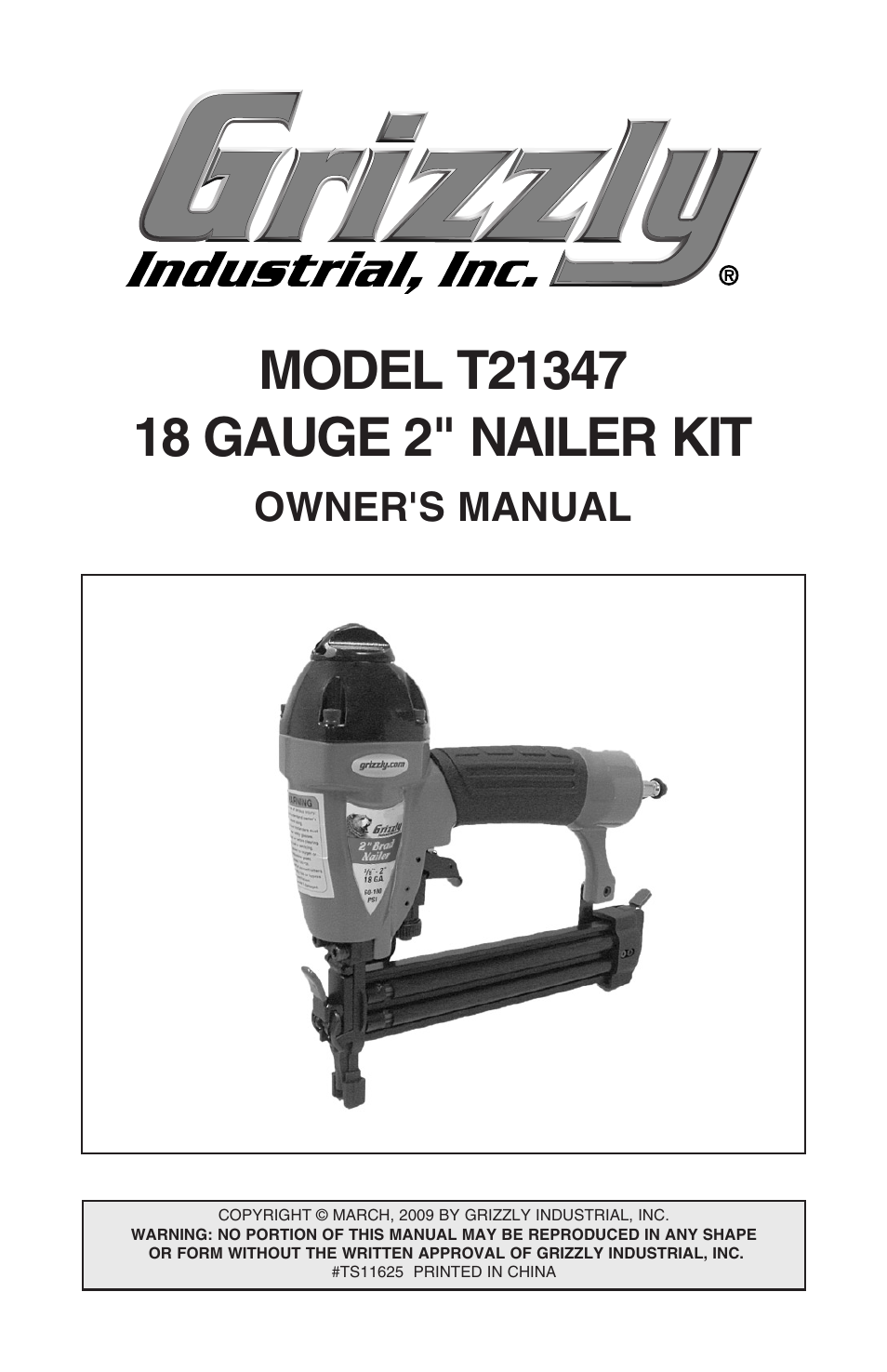 Grizzly T21347 User Manual | 20 pages