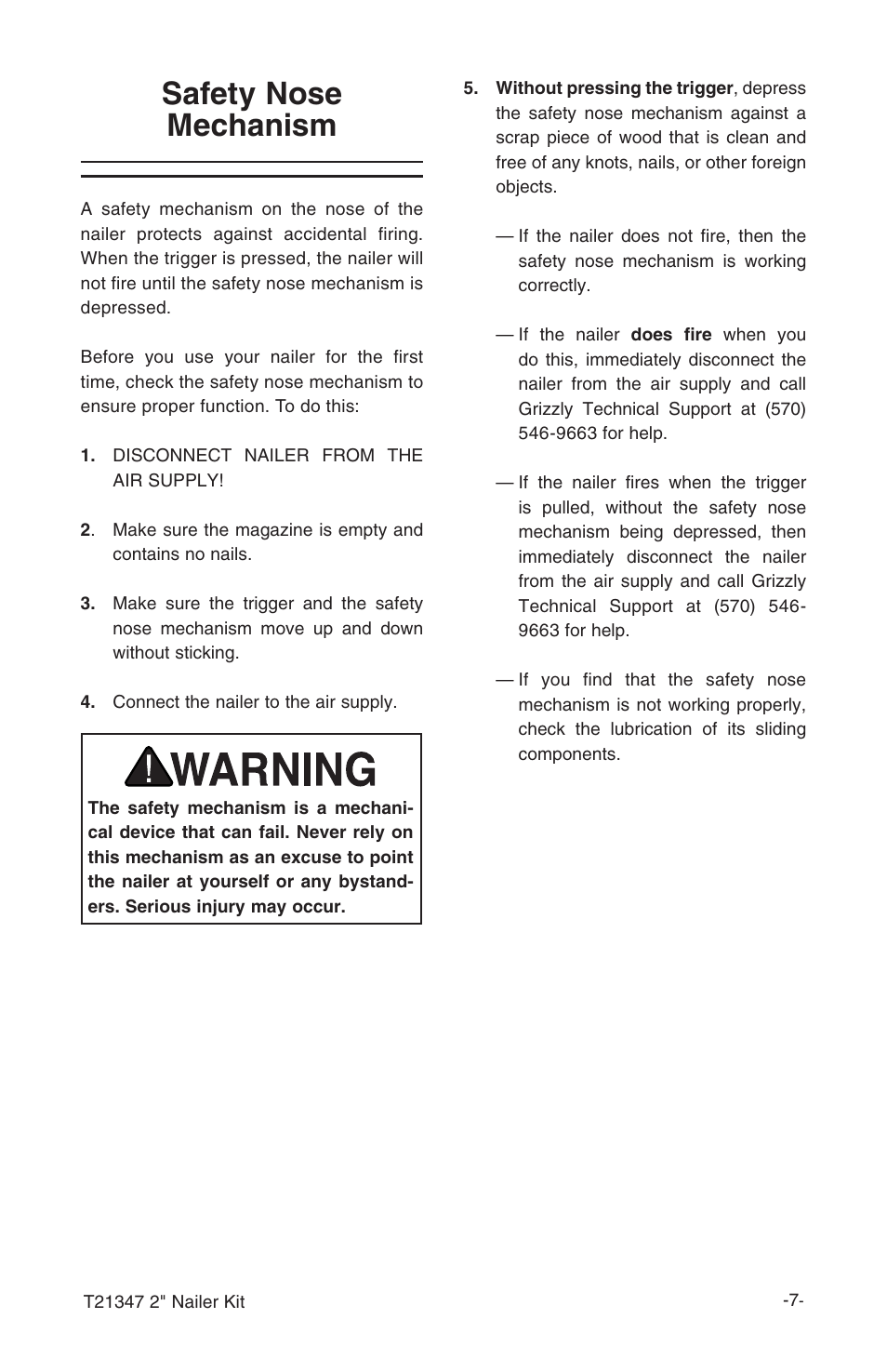 Safety nose mechanism | Grizzly T21347 User Manual | Page 9 / 20