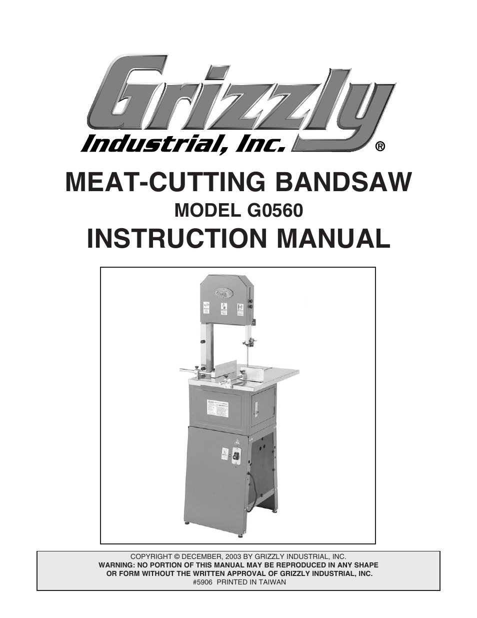 Grizzly G0560 User Manual | 44 pages