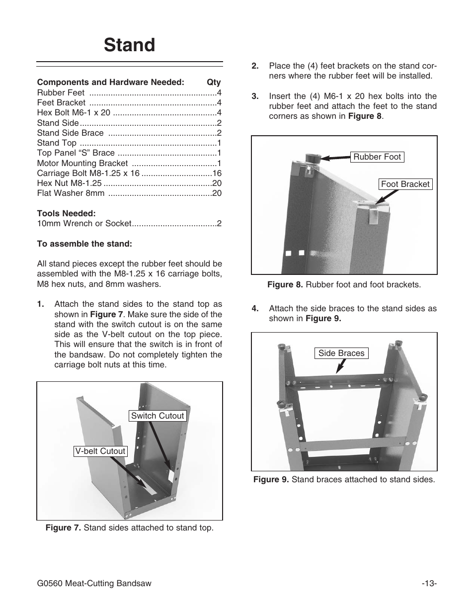 Stand | Grizzly G0560 User Manual | Page 15 / 44