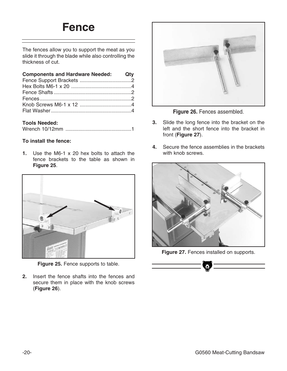 Fence | Grizzly G0560 User Manual | Page 22 / 44