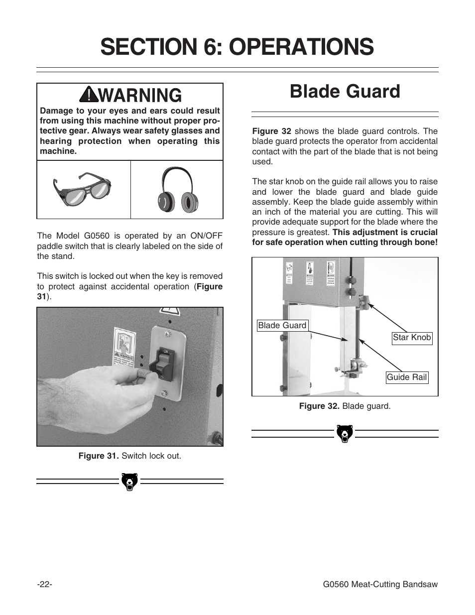 Blade guard | Grizzly G0560 User Manual | Page 24 / 44