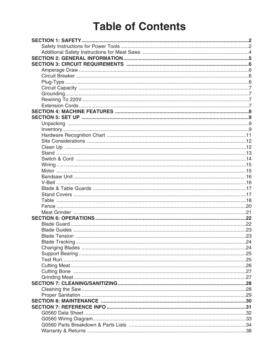 Grizzly G0560 User Manual | Page 3 / 44