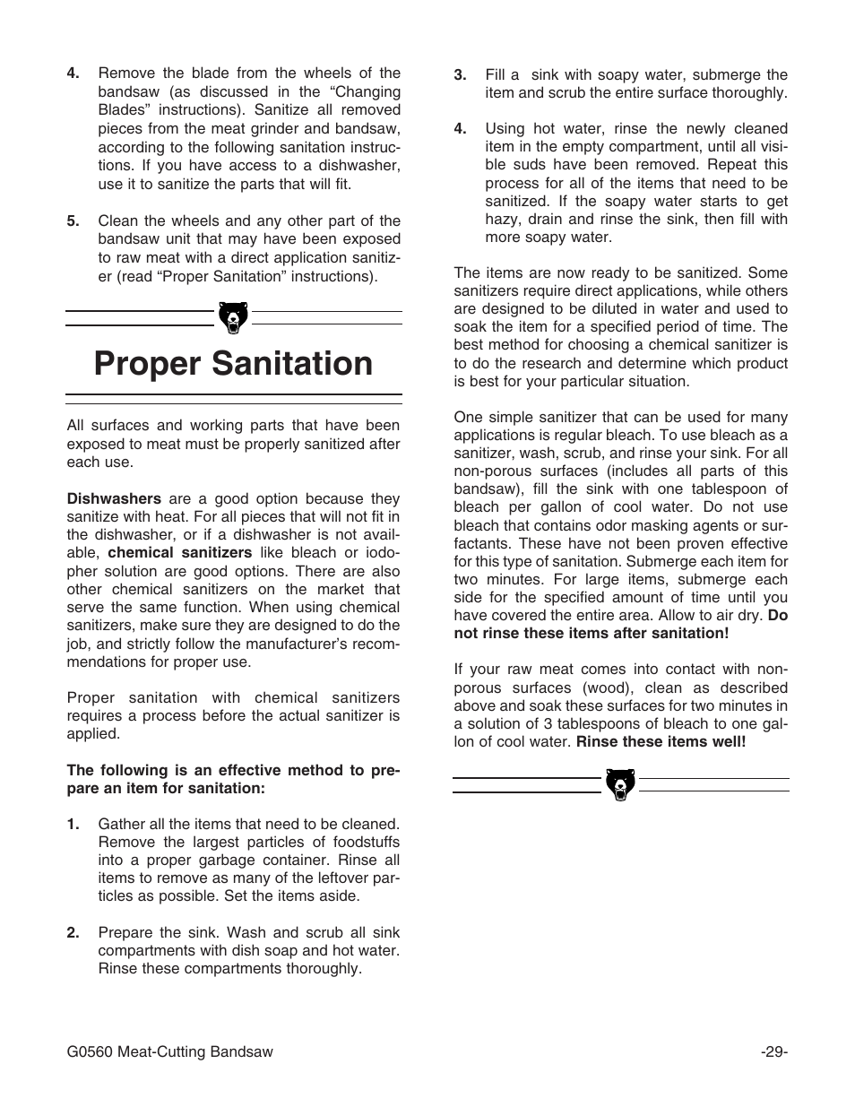 Proper sanitation | Grizzly G0560 User Manual | Page 31 / 44