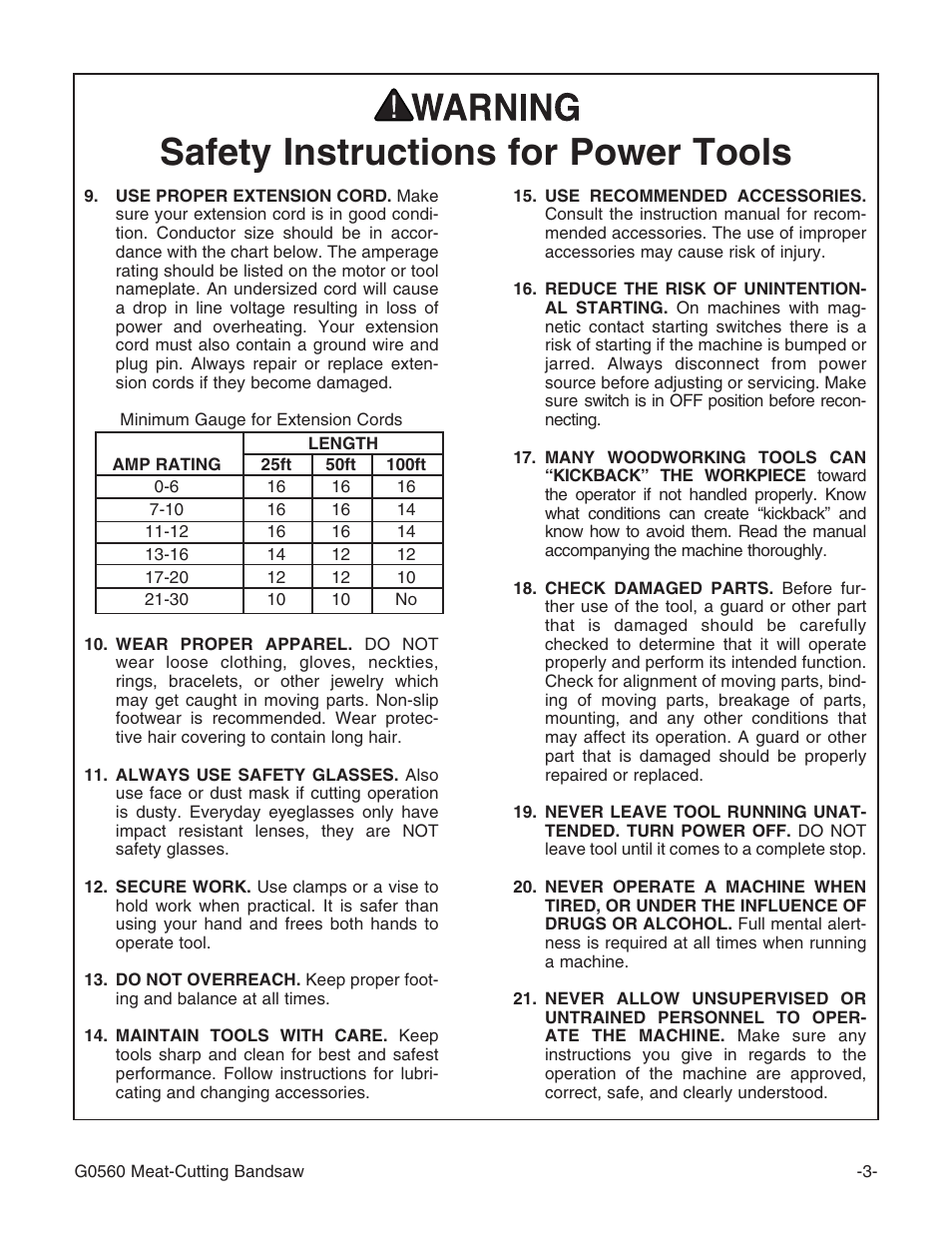 Safety instructions for power tools | Grizzly G0560 User Manual | Page 5 / 44