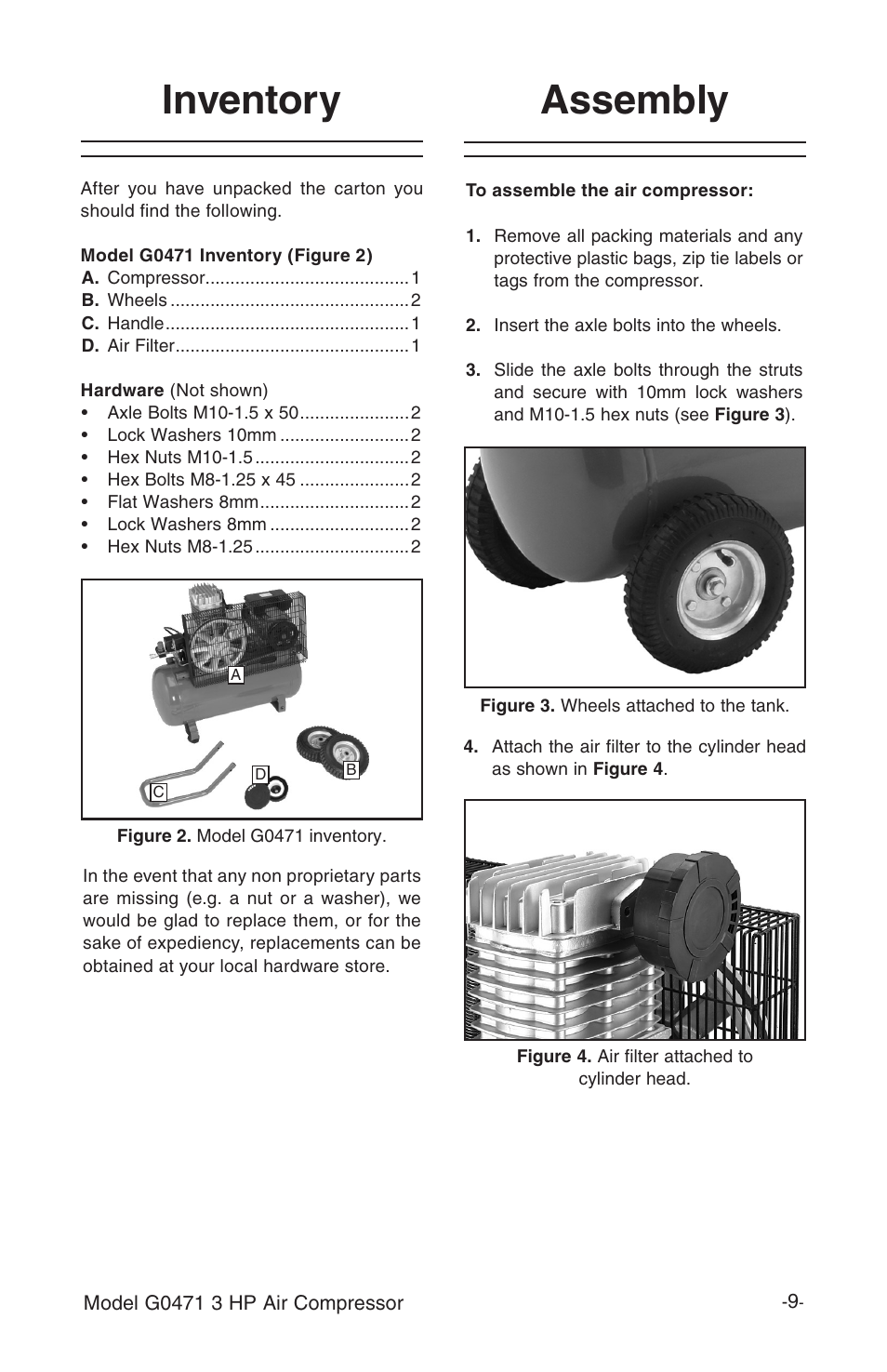 Inventory, Assembly | Grizzly G0471 User Manual | Page 11 / 32