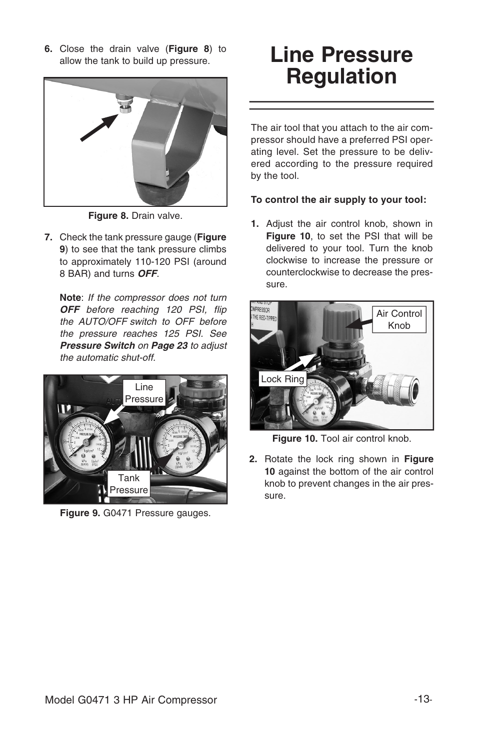 Line pressure regulation | Grizzly G0471 User Manual | Page 15 / 32
