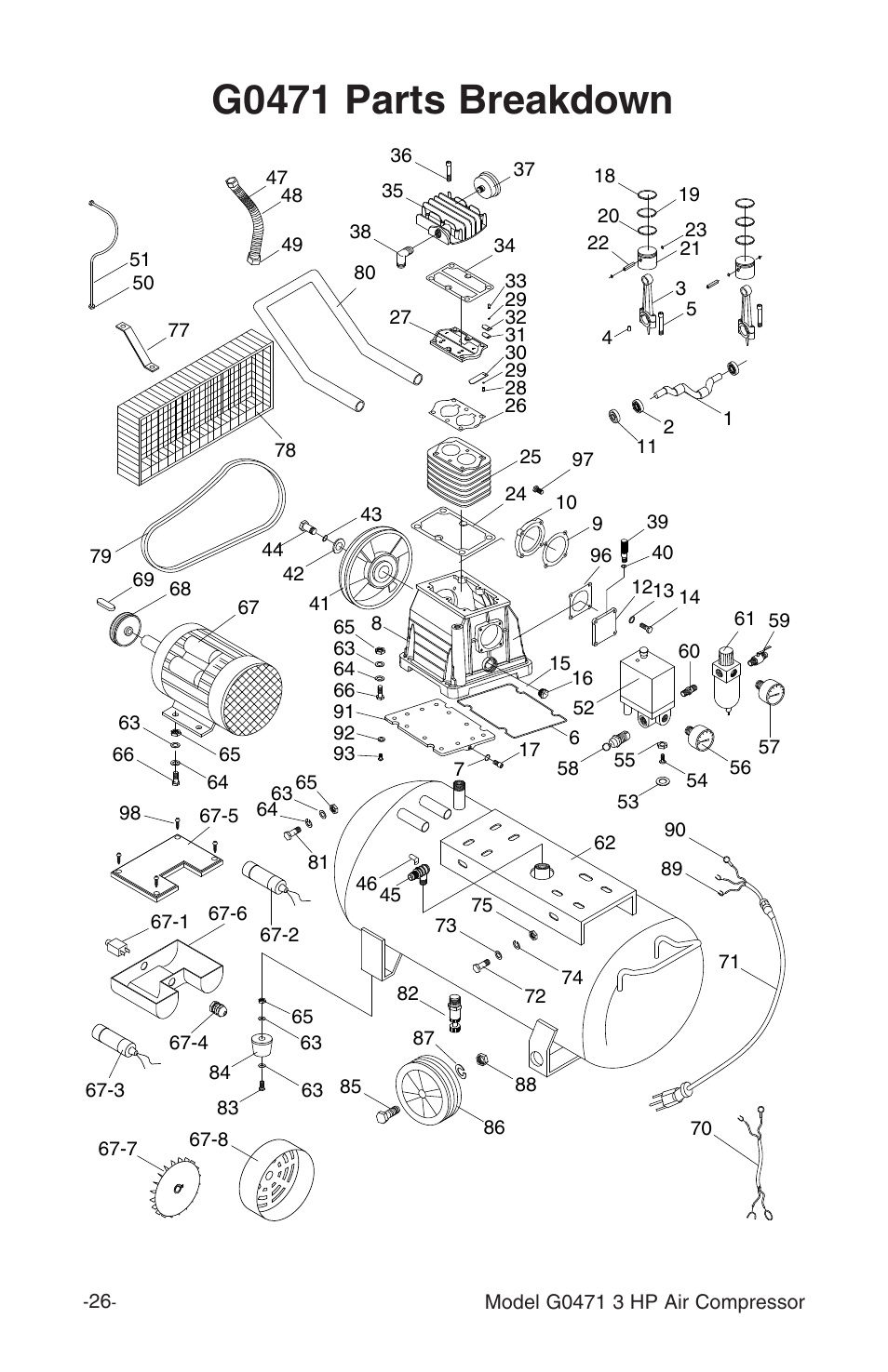 G0471 parts breakdown | Grizzly G0471 User Manual | Page 28 / 32