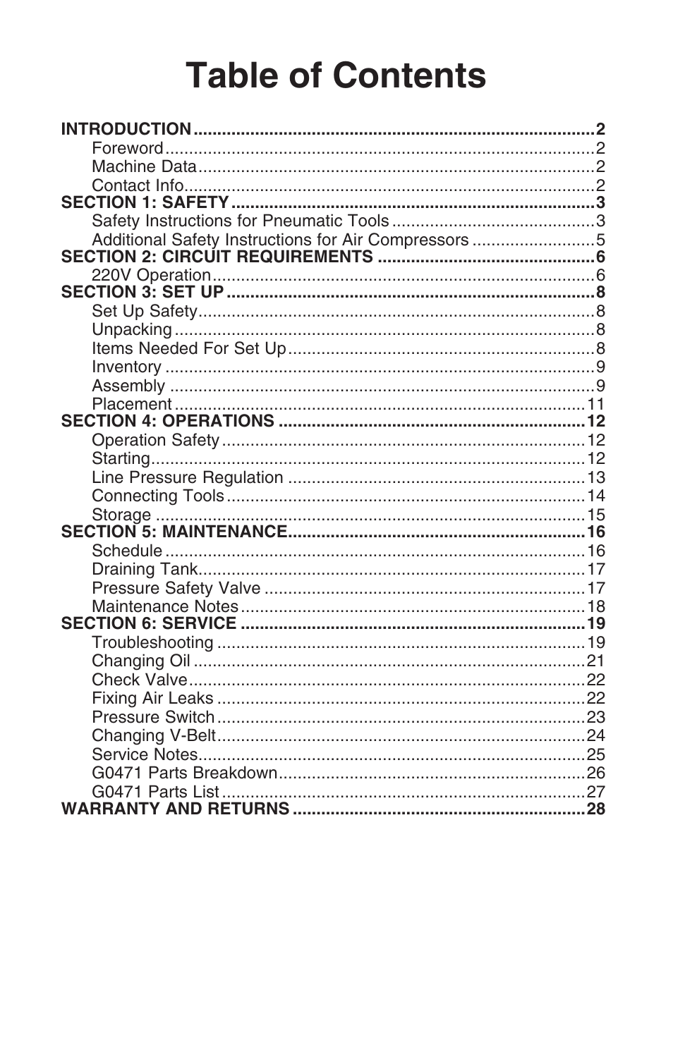 Grizzly G0471 User Manual | Page 3 / 32