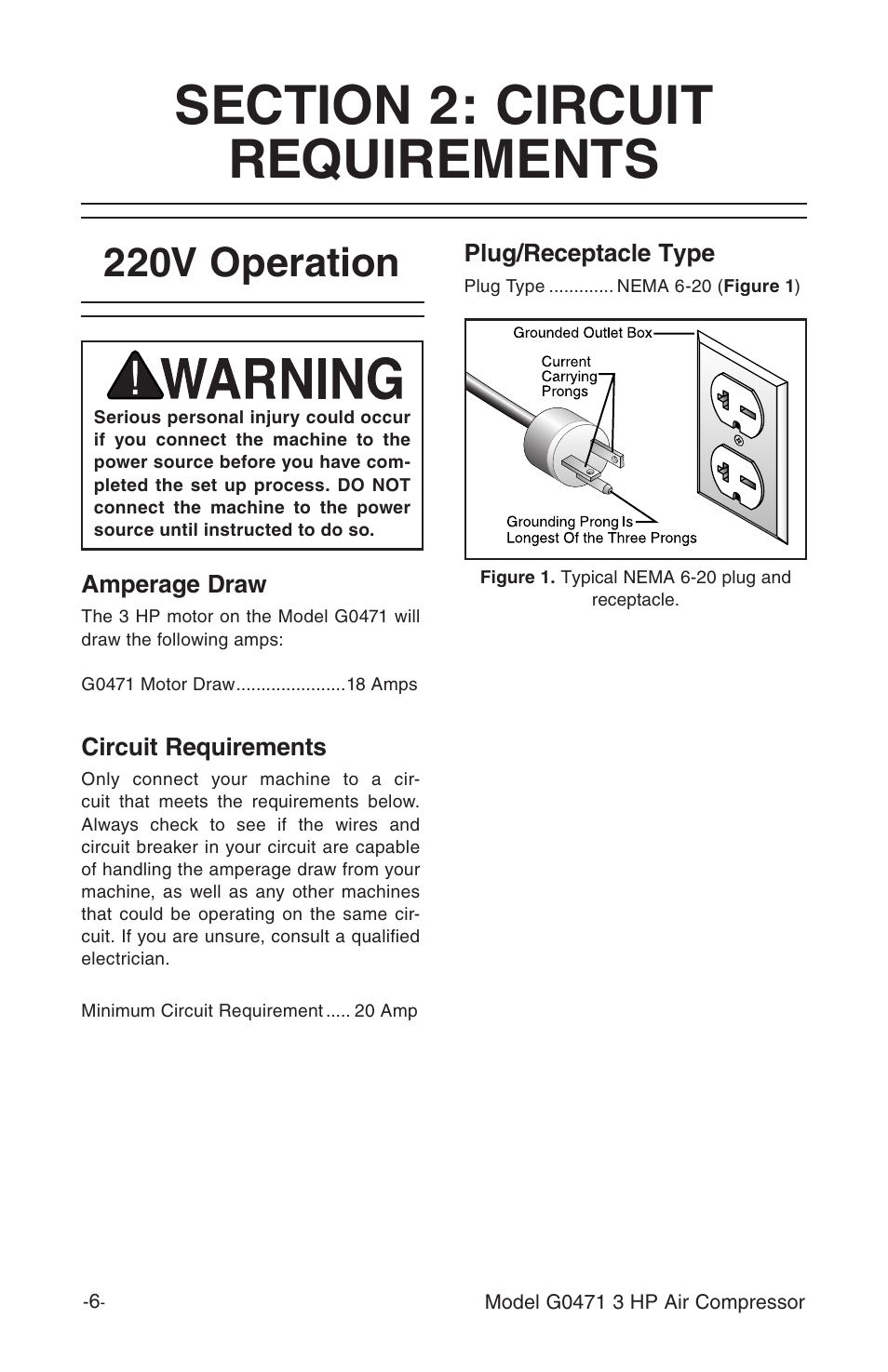 220v operation | Grizzly G0471 User Manual | Page 8 / 32