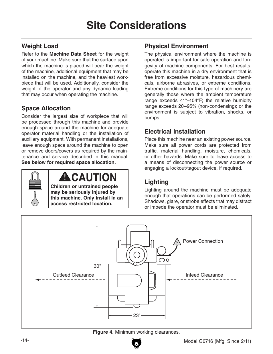 Site considerations | Grizzly G0716 User Manual | Page 16 / 52