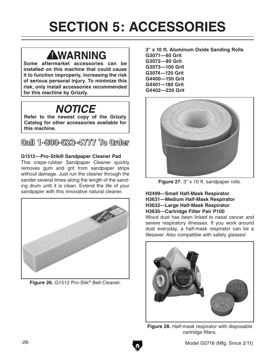 Notice | Grizzly G0716 User Manual | Page 30 / 52