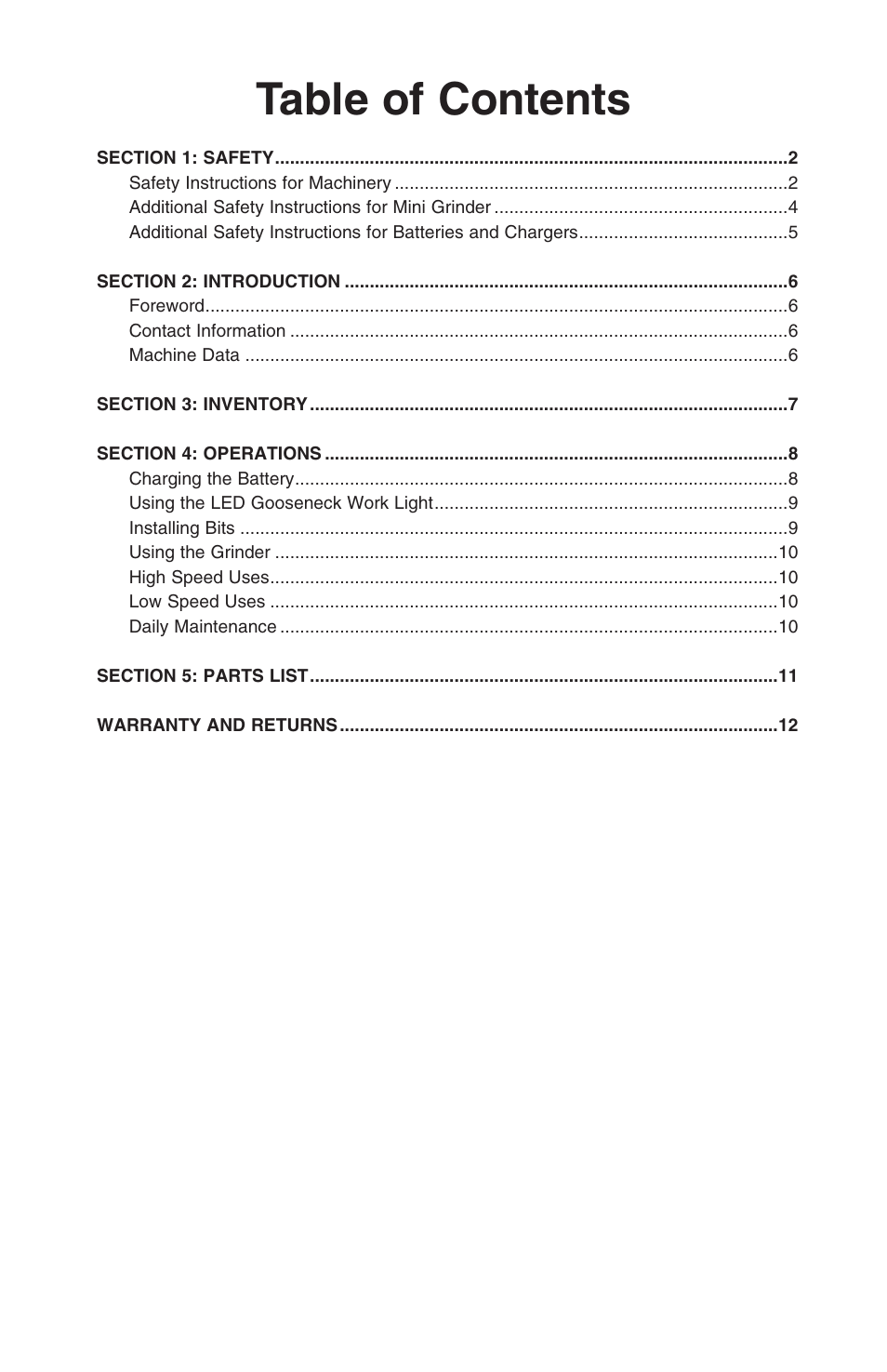 Grizzly 7.2 Mini Kit H8124 User Manual | Page 3 / 16