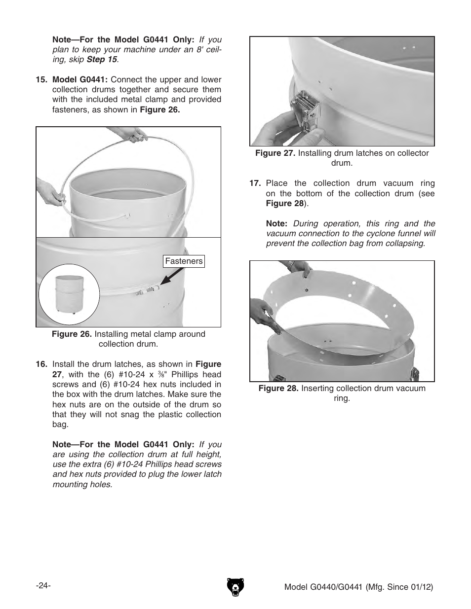 Grizzly Cyclone s G0440 User Manual | Page 26 / 56