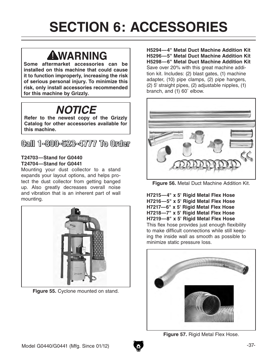 Notice | Grizzly Cyclone s G0440 User Manual | Page 39 / 56