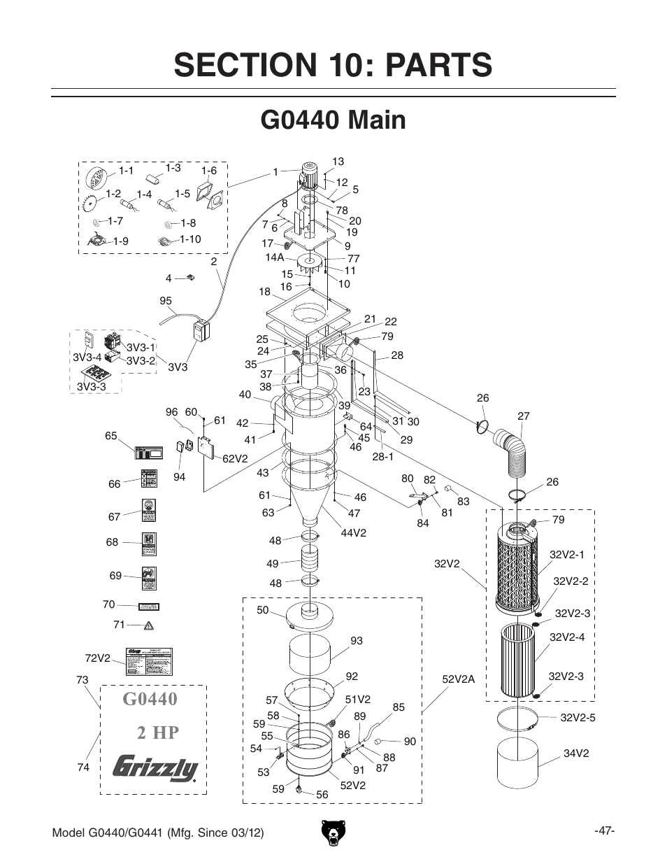 G0440 main | Grizzly Cyclone s G0440 User Manual | Page 49 / 56