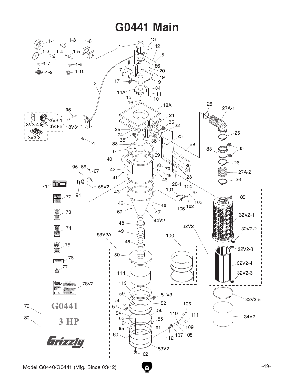 G0441 main | Grizzly Cyclone s G0440 User Manual | Page 51 / 56