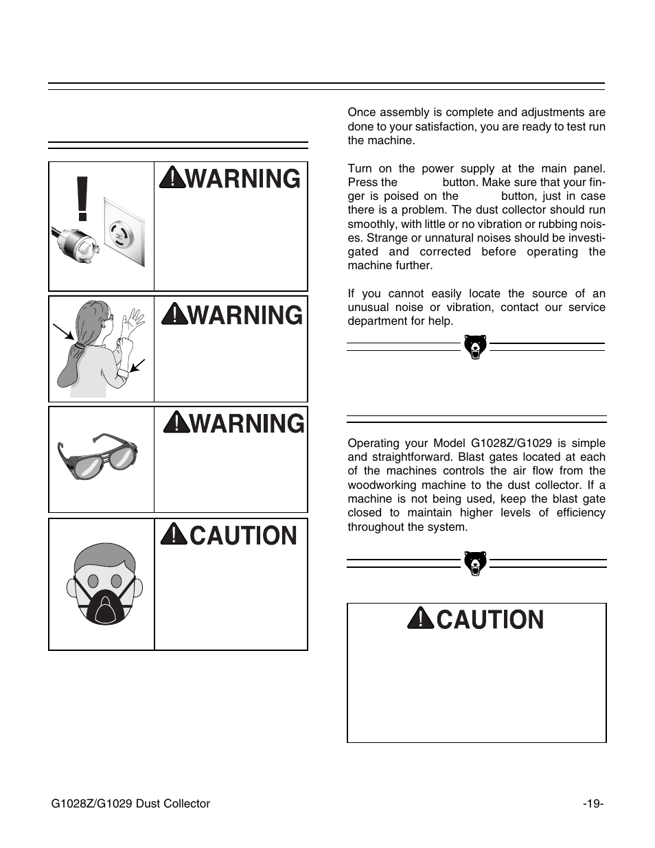 Test run general | Grizzly G1028Z/G1029 User Manual | Page 21 / 32