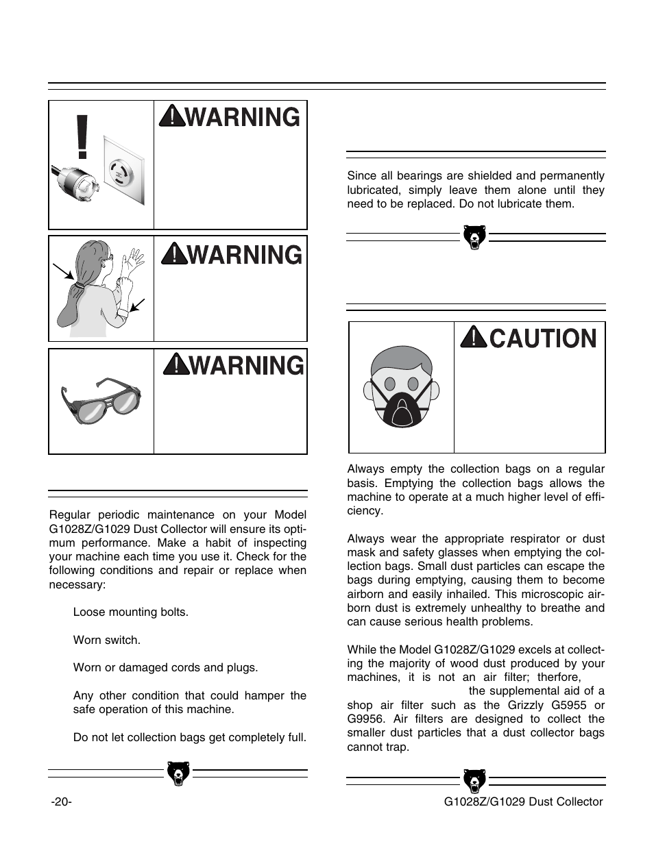 Lubrication bag cleaning, General | Grizzly G1028Z/G1029 User Manual | Page 22 / 32