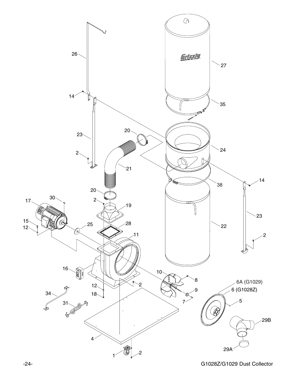 Grizzly G1028Z/G1029 User Manual | Page 26 / 32