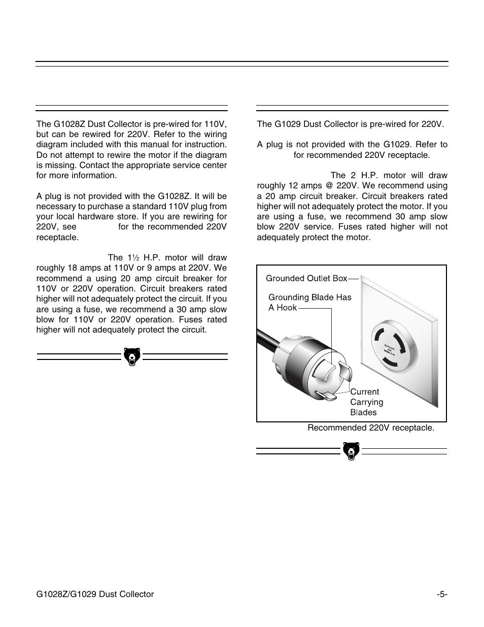 G1028z wiring, G1029 wiring | Grizzly G1028Z/G1029 User Manual | Page 7 / 32