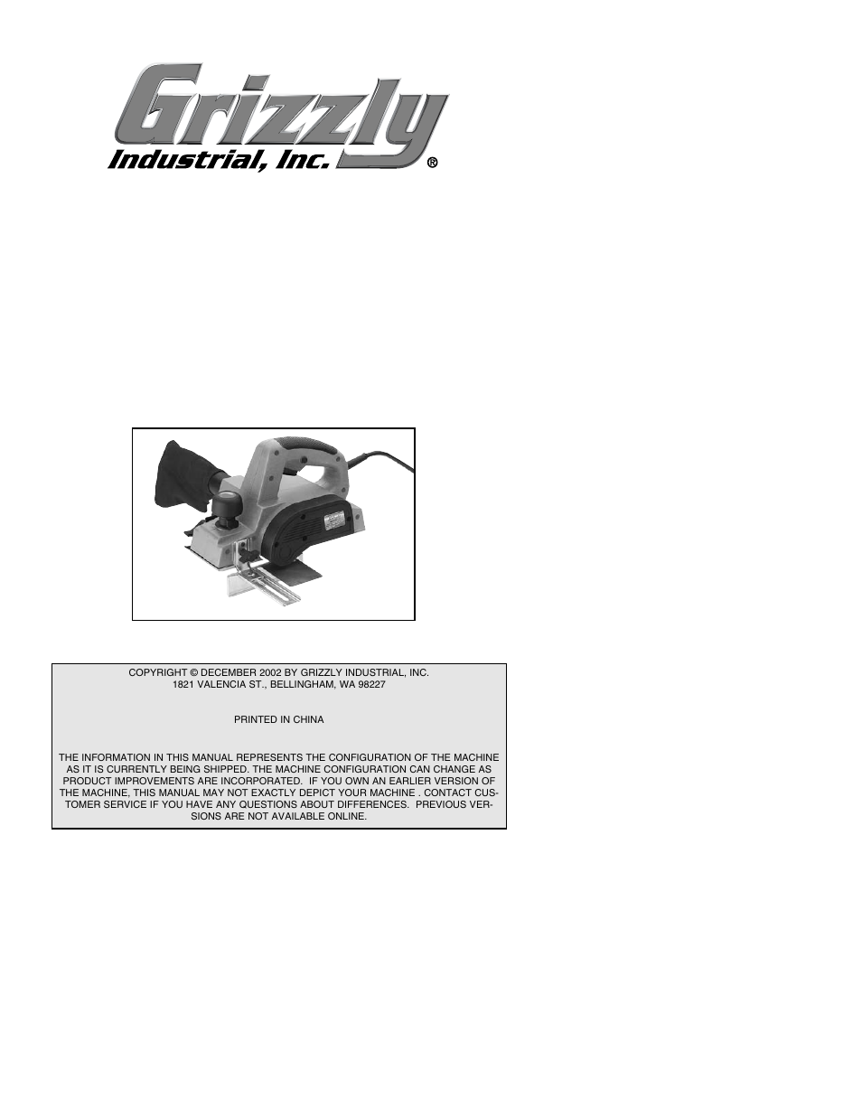 Grizzly H3141 User Manual | 20 pages