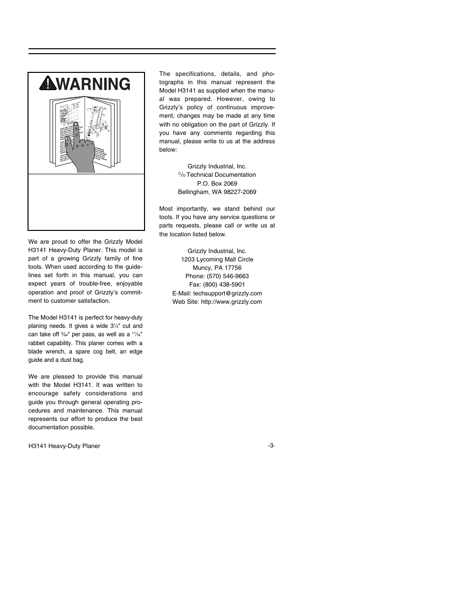 Introduction, Commentary | Grizzly H3141 User Manual | Page 5 / 20