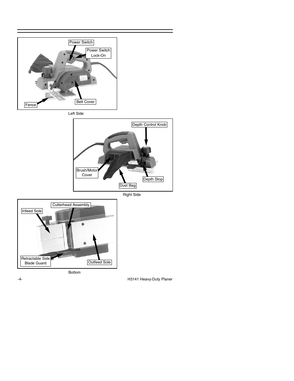 Planer features | Grizzly H3141 User Manual | Page 6 / 20