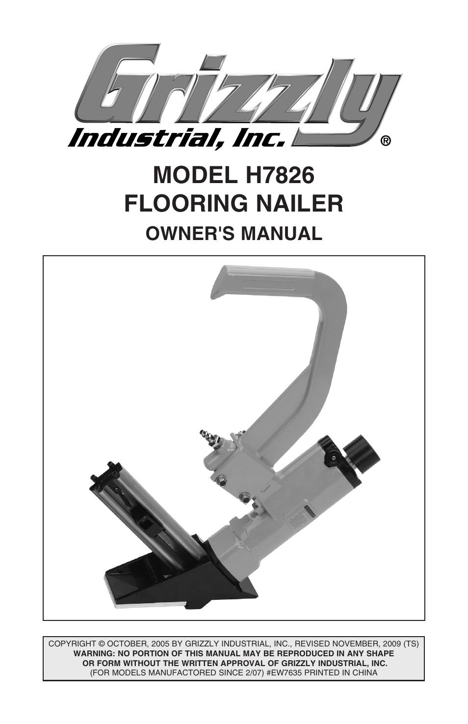 Grizzly H7826 User Manual | 20 pages